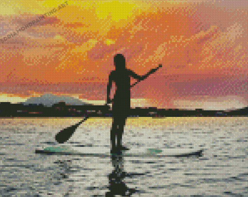 Stand Up Paddle Silhouette Diamond Painting