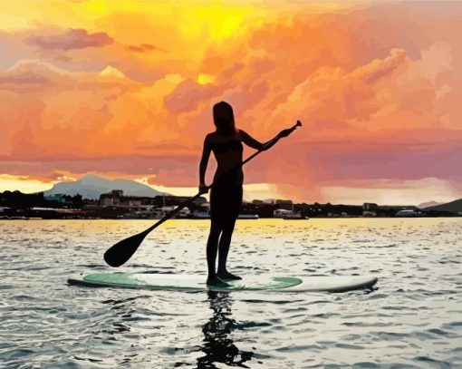 Stand Up Paddle Silhouette Diamond Painting