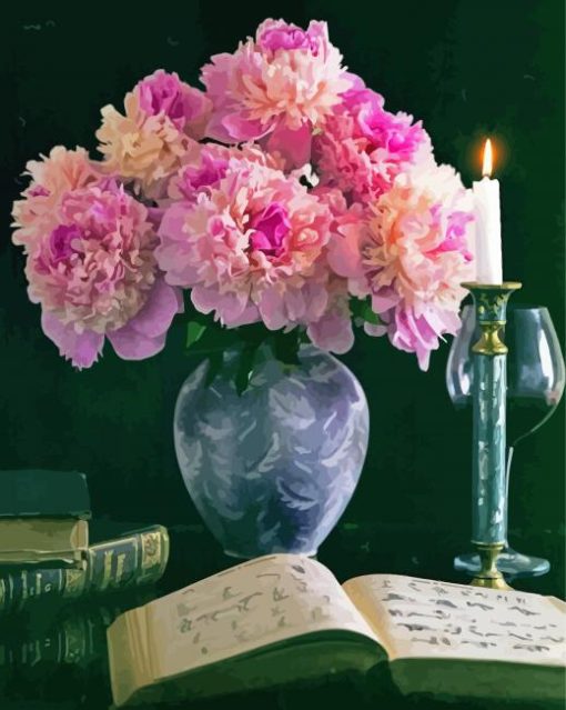 Still Life With Peonies Flowers Diamond Paintings