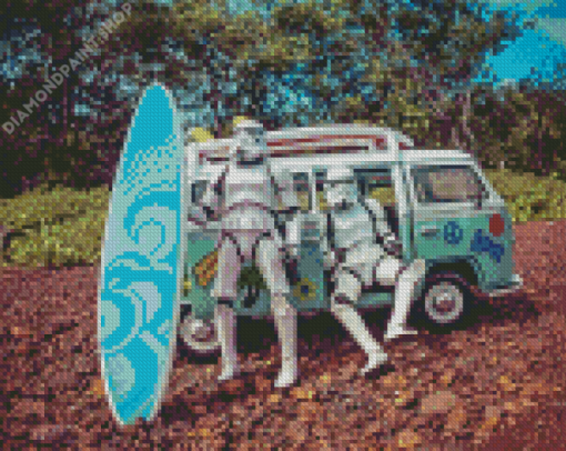 Stormtroopers And Surfboard Diamond Paintings