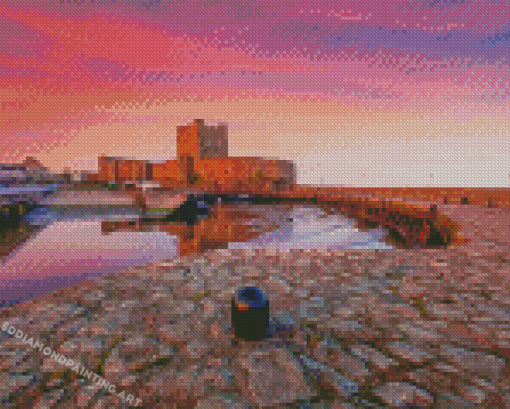 Sunset At Carrickfergus Castle Diamond Painting