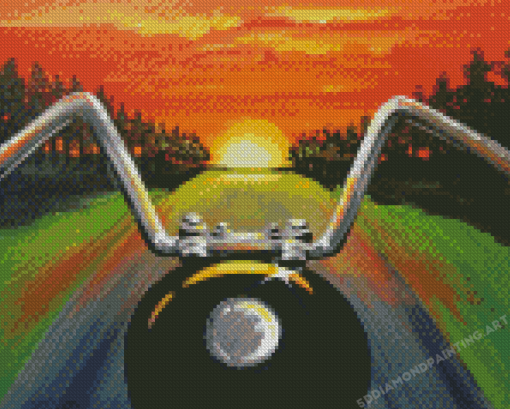 Sunset Motorbike Driver Diamond Painting