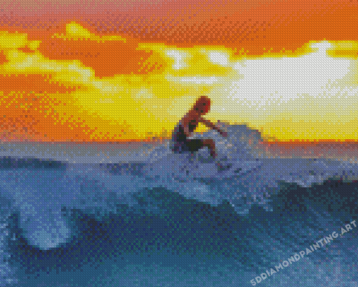 Surf Waves Sunset Diamond Painting