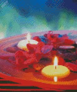 Tea Light With Flowers Diamond Paintings