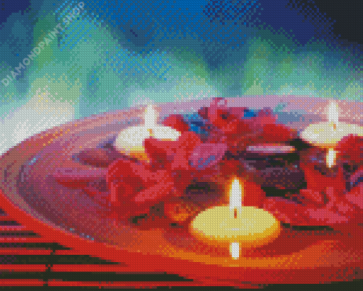 Tea Light With Flowers Diamond Paintings