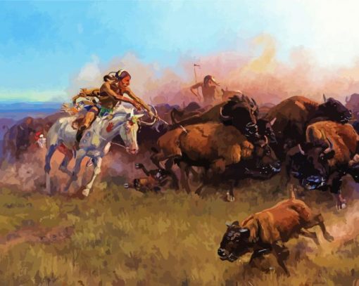The Buffalo And Indians Diamond Painting