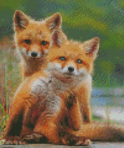 Wild Baby Foxes Diamond Painting