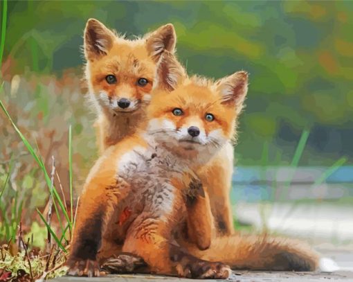 Wild Baby Foxes Diamond Painting