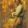 Woman Holding Lantern Art Diamond Paintings