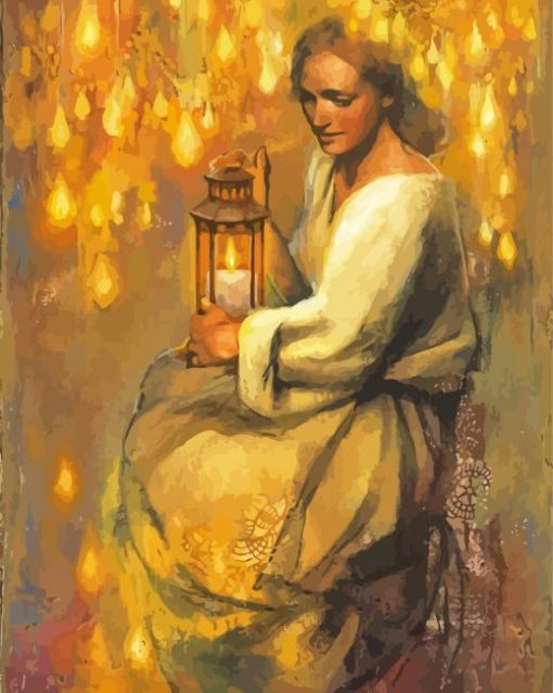 Woman Holding Lantern Art Diamond Paintings
