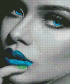 Woman With Blue Lips And Eyes Diamond Painting