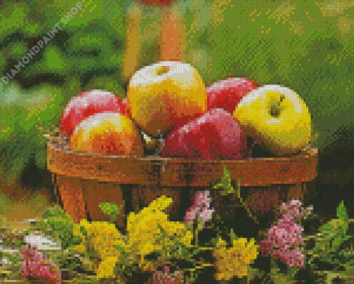 Aesthetic Apple Basket Diamond Paintings