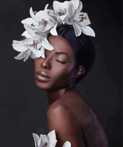 Aesthetic Floral Black Woman Diamond Paintings