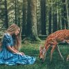 Aesthetic Girl And Deer Diamond Paitntings