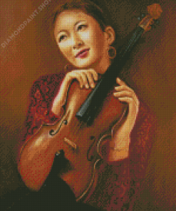 Aesthetic Girl With Violin Diamond Paintings