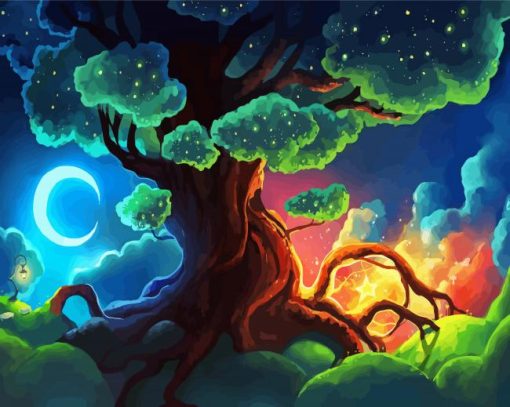 Aesthetic Tree Night And Day Diamond Painting