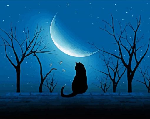 Aesthetic Lonely Cat Silhouette Diamond Painting