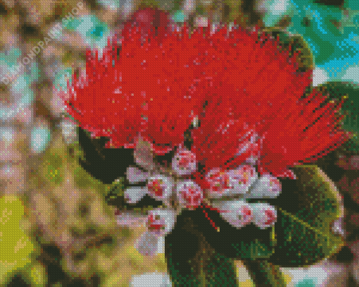 Aesthetic Red Pohutukawa Flower Diamond Painting