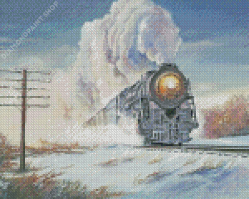 Aesthetic Train In Snow Art Diamond Painting