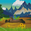 Beautiful Mountain Cartoon Landscape Diamond Painting