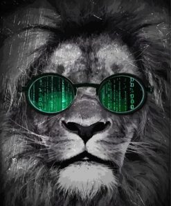 Black And White Lion With Glasses Diamond Painting