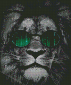 Black And White Lion With Glasses Diamond Painting