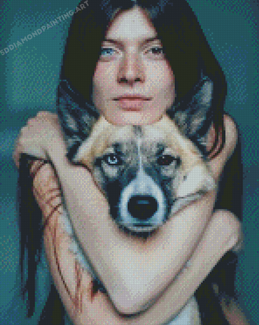 Cool Lady And Her Dog Diamond Painting
