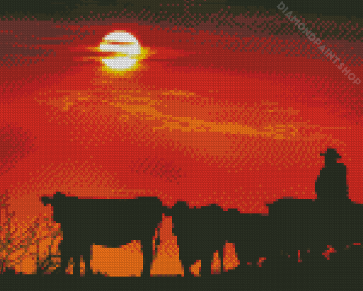 Cows Silhouette Diamond Paintings