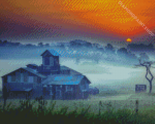 Farm Misty Sunrise Diamond Painting