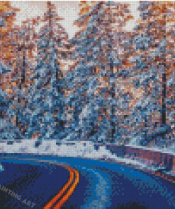 Forest Winter Road Diamond Paintings
