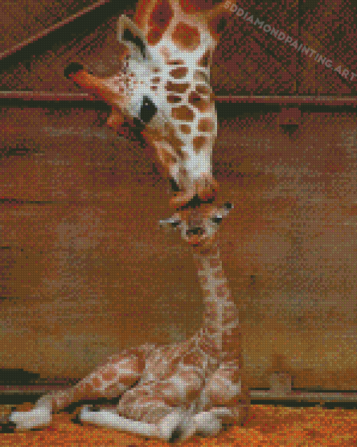 Mommy And Baby Giraffe Animals Diamond Painting
