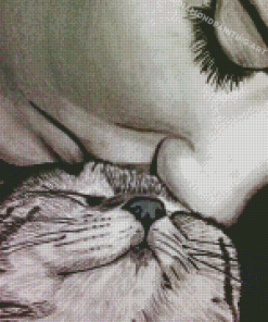 Monochrome Kissing Cat Diamond Painting