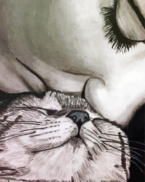 Monochrome Kissing Cat Diamond Painting