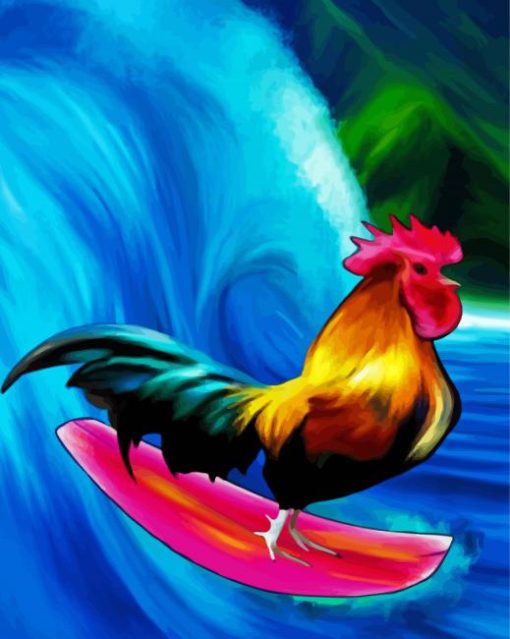 Rooster Surfing Diamond Paintings