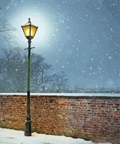 Snowy Victorian Lamppost Diamond Paintings