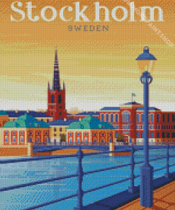 Stockholm Poster Illustartion Diamond Paintings