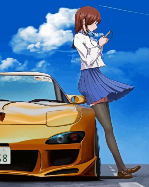 Yellow Anime Car Diamond Paintings