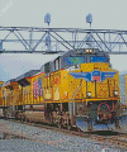 Yellow Diesel Train Diamond Paintings