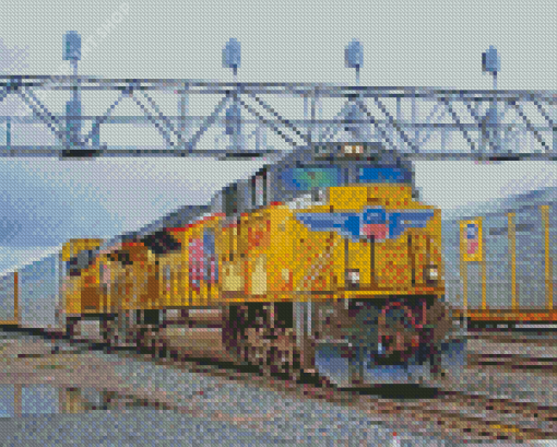 Yellow Diesel Train Diamond Paintings