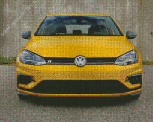 Yellow Volkswagen Golf R Diamond Paintings