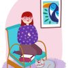 Young Woman In Chair With Cat Diamond Painting