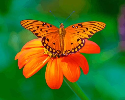 Aesthetic Orange Flowers And Butterfly Diamond Painting