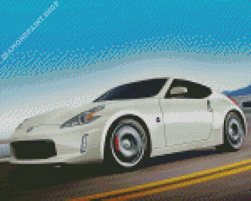 Aesthetic White Nissan 370z Car Diamond Painting