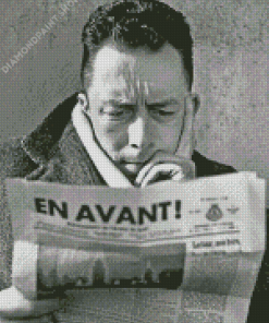 Albert Camus Reading The Newspaper Diamond Painting