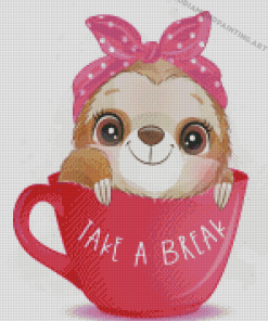 Baby Sloth In A Cup Diamond Painting