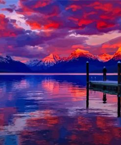 Beautiful Sunset In Lake McDonald Diamond Painting