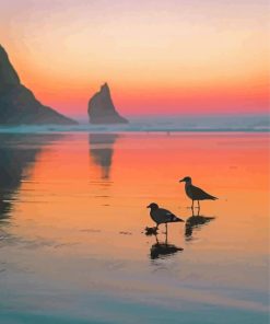 Birds On Beach Silhouette Diamond Painting