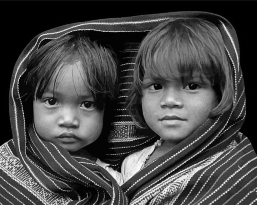 Black And White Children Diamond Painting