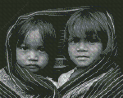 Black And White Children Diamond Painting