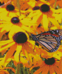 Black Eyed Susan And Butterfly Diamond Painting